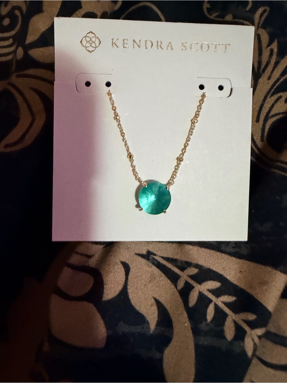 Kendra Scott Gold-Tone Necklace with Teal Round Stone